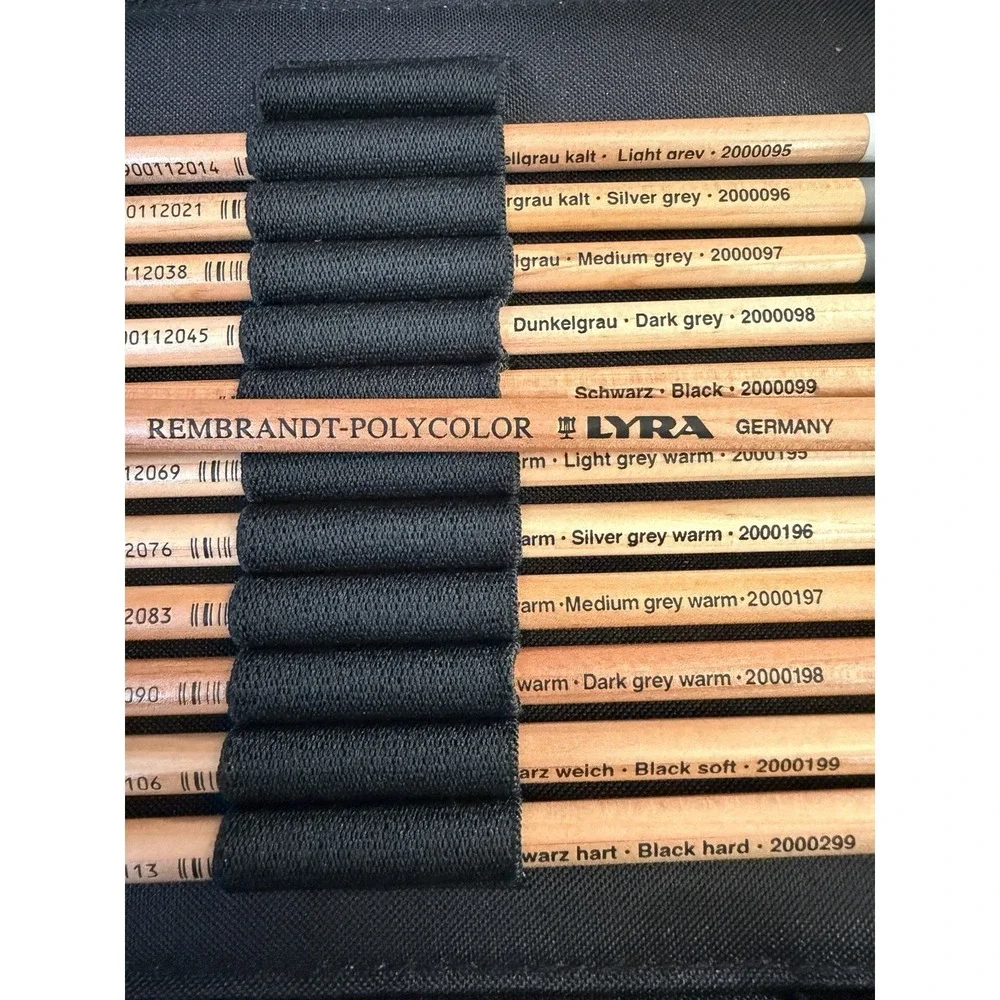 12 Rembrandt Lyra & 12 KOH-I-NOOR Polycolor Grey Line Artist's Coloured Pencils